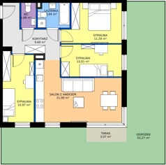 4 pokoje, apartament 69,59 m², parter, oferta nr B8/22, Apartamenty Onlylife, Warszawa, Wilanów, Powsin, ul. Łukasza Drewny/Potułkały