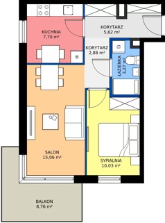 2 pokoje, mieszkanie 44,56 m², piętro 1, oferta nr B9/54, Apartamenty Onlylife, Warszawa, Wilanów, Powsin, ul. Łukasza Drewny/Potułkały