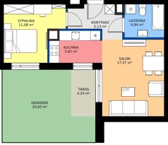 2 pokoje, mieszkanie 44,44 m², piętro 1, oferta nr 1/46, Osiedle Prystora II, Warszawa, Ursus, Skorosze, ul. Aleksandra Prystora 2