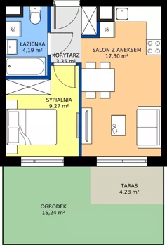 2 pokoje, mieszkanie 34,11 m², parter, oferta nr 1/35, Osiedle Prystora II, Warszawa, Ursus, Skorosze, ul. Aleksandra Prystora 2