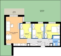 4 pokoje, mieszkanie 66,76 m², piętro 1, oferta nr 2/75, Osiedle Prystora II, Warszawa, Ursus, Skorosze, ul. Aleksandra Prystora 2
