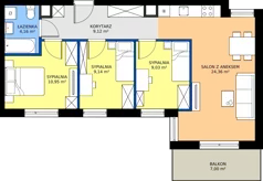 4 pokoje, mieszkanie 66,76 m², piętro 1, oferta nr 2/75, Osiedle Prystora II, Warszawa, Ursus, Skorosze, ul. Aleksandra Prystora 2