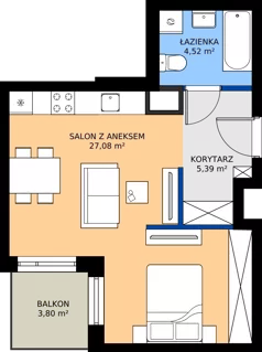 1 pokój, mieszkanie 36,99 m², piętro 2, oferta nr 2/77, Osiedle Prystora II, Warszawa, Ursus, Skorosze, ul. Aleksandra Prystora 2