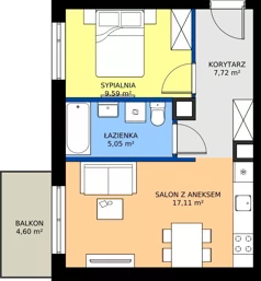 2 pokoje, mieszkanie 39,47 m², piętro 1, oferta nr 2/73, Osiedle Prystora II, Warszawa, Ursus, Skorosze, ul. Aleksandra Prystora 2