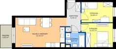 3 pokoje, mieszkanie 55,07 m², piętro 1, oferta nr 2/97, Osiedle Prystora II, Warszawa, Ursus, Skorosze, ul. Aleksandra Prystora 2