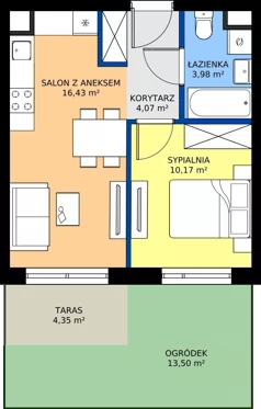2 pokoje, mieszkanie 34,65 m², parter, oferta nr 2/93, Osiedle Prystora II, Warszawa, Ursus, Skorosze, ul. Aleksandra Prystora 2