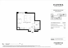 1 pokój, mieszkanie 34,25 m², piętro 1, oferta nr B.01.07, KANWA Apartamenty, Warszawa, Praga Południe, ul. Zamoyskiego 24