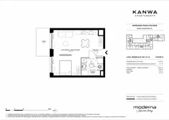 2 pokoje, mieszkanie 37,83 m², piętro 1, oferta nr C.01.03, KANWA Apartamenty, Warszawa, Praga Południe, ul. Zamoyskiego 24