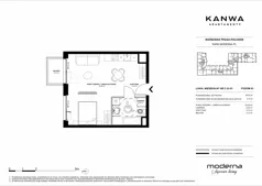 2 pokoje, mieszkanie 38,43 m², piętro 3, oferta nr C.03.03, KANWA Apartamenty, Warszawa, Praga Południe, ul. Zamoyskiego 24