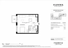 2 pokoje, mieszkanie 38,43 m², piętro 4, oferta nr C.04.03, KANWA Apartamenty, Warszawa, Praga Południe, ul. Zamoyskiego 24
