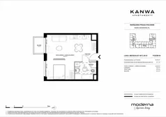 2 pokoje, mieszkanie 38,43 m², piętro 6, oferta nr C.06.03, KANWA Apartamenty, Warszawa, Praga Południe, ul. Zamoyskiego 24