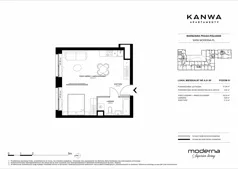 2 pokoje, mieszkanie 37,30 m², piętro 1, oferta nr A.01.09, KANWA Apartamenty, Warszawa, Praga Południe, ul. Zamoyskiego 24