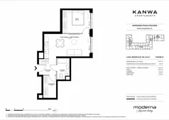 2 pokoje, mieszkanie 43,37 m², piętro 4, oferta nr A.04.01, KANWA Apartamenty, Warszawa, Praga Południe, ul. Zamoyskiego 24
