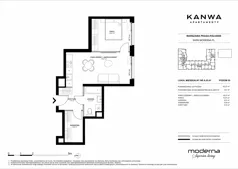 2 pokoje, mieszkanie 43,37 m², piętro 5, oferta nr A.05.01, KANWA Apartamenty, Warszawa, Praga Południe, ul. Zamoyskiego 24