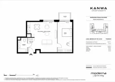 2 pokoje, mieszkanie 53,57 m², piętro 6, oferta nr A.06.02, KANWA Apartamenty, Warszawa, Praga Południe, ul. Zamoyskiego 24