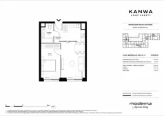 2 pokoje, mieszkanie 42,45 m², piętro 1, oferta nr B.01.11, KANWA Apartamenty, Warszawa, Praga Południe, ul. Zamoyskiego 24