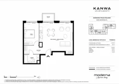 2 pokoje, mieszkanie 55,08 m², piętro 4, oferta nr B.04.03, KANWA Apartamenty, Warszawa, Praga Południe, ul. Zamoyskiego 24