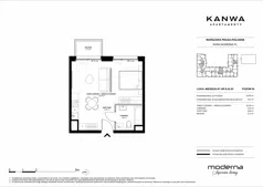 2 pokoje, mieszkanie 33,63 m², piętro 5, oferta nr B.05.05, KANWA Apartamenty, Warszawa, Praga Południe, ul. Zamoyskiego 24