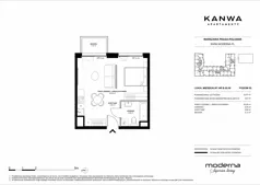 2 pokoje, mieszkanie 33,61 m², piętro 5, oferta nr B.05.06, KANWA Apartamenty, Warszawa, Praga Południe, ul. Zamoyskiego 24