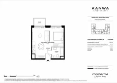 2 pokoje, mieszkanie 33,61 m², piętro 6, oferta nr B.06.06, KANWA Apartamenty, Warszawa, Praga Południe, ul. Zamoyskiego 24