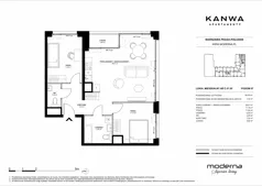 3 pokoje, mieszkanie 65,76 m², piętro 7, oferta nr C.07.05, KANWA Apartamenty, Warszawa, Praga Południe, ul. Zamoyskiego 24