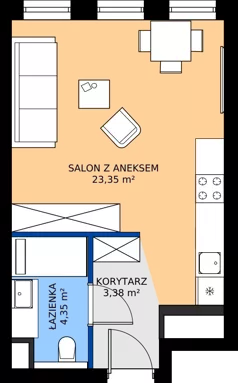 1 pokój, mieszkanie 31,08 m², piętro 7, oferta nr 07.08, WODOPÓJ, Gdańsk, Śródmieście, ul. Wodopój 5 