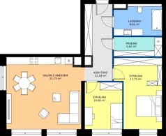 3 pokoje, mieszkanie 86,57 m², piętro 3, oferta nr 03.08, WODOPÓJ, Gdańsk, Śródmieście, ul. Wodopój 5 