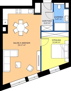 2 pokoje, mieszkanie 54,90 m², piętro 3, oferta nr 03.07, WODOPÓJ, Gdańsk, Śródmieście, ul. Wodopój 5 