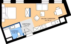 1 pokój, mieszkanie 32,18 m², piętro 2, oferta nr 02.02, WODOPÓJ, Gdańsk, Śródmieście, ul. Wodopój 5 