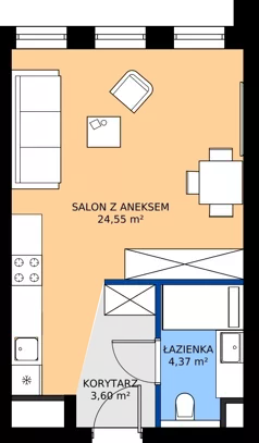 1 pokój, mieszkanie 32,52 m², piętro 7, oferta nr 07.09, WODOPÓJ, Gdańsk, Śródmieście, ul. Wodopój 5 