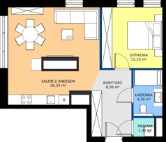 2 pokoje, mieszkanie 52,83 m², piętro 7, oferta nr 07.07, WODOPÓJ, Gdańsk, Śródmieście, ul. Wodopój 5 