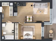 2 pokoje, mieszkanie 44,87 m², piętro 1, oferta nr B55, Kapelanka – Pychowicka - Budynek AB, Kraków, Dębniki, Zakrzówek, ul. Pychowicka 3 / 3A