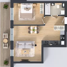 2 pokoje, mieszkanie 46,46 m², piętro 1, oferta nr A12, Kapelanka – Pychowicka - Budynek AB, Kraków, Dębniki, Zakrzówek, ul. Pychowicka 3 / 3A