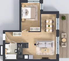 2 pokoje, mieszkanie 44,91 m², piętro 6, oferta nr A45, Kapelanka – Pychowicka - Budynek AB, Kraków, Dębniki, Zakrzówek, ul. Pychowicka 3 / 3A