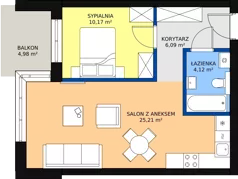 2 pokoje, mieszkanie 46,54 m², piętro 1, oferta nr 49, Kapelanka – Pychowicka - Budynek CD, Kraków, Dębniki, Zakrzówek, ul. Pychowicka 3C