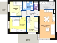 4 pokoje, mieszkanie 68,28 m², piętro 2, oferta nr 61, Kapelanka – Pychowicka - Budynek CD, Kraków, Dębniki, Zakrzówek, ul. Pychowicka 3C