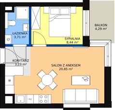 2 pokoje, mieszkanie 36,68 m², piętro 5, oferta nr 96, Kapelanka – Pychowicka - Budynek CD, Kraków, Dębniki, Zakrzówek, ul. Pychowicka 3C