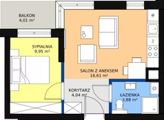 2 pokoje, mieszkanie 34,61 m², piętro 4, oferta nr 21, Kapelanka – Pychowicka - Budynek CD, Kraków, Dębniki, Zakrzówek, ul. Pychowicka 3C