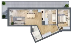 3 pokoje, mieszkanie 63,33 m², piętro 4, oferta nr A38, Kapelanka – Pychowicka - Budynek AB, Kraków, Dębniki, Zakrzówek, ul. Pychowicka 3 / 3A