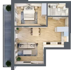 2 pokoje, mieszkanie 46,67 m², piętro 1, oferta nr A12, Kapelanka – Pychowicka - Budynek AB, Kraków, Dębniki, Zakrzówek, ul. Pychowicka 3 / 3A