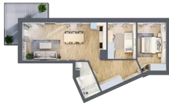 3 pokoje, mieszkanie 63,33 m², piętro 2, oferta nr A22, Kapelanka – Pychowicka - Budynek AB, Kraków, Dębniki, Zakrzówek, ul. Pychowicka 3 / 3A