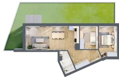 3 pokoje, mieszkanie 63,31 m², parter, oferta nr A6, Kapelanka – Pychowicka - Budynek AB, Kraków, Dębniki, Zakrzówek, ul. Pychowicka 3 / 3A