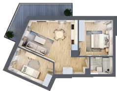 3 pokoje, mieszkanie 55,65 m², piętro 5, oferta nr A39, Kapelanka – Pychowicka - Budynek AB, Kraków, Dębniki, Zakrzówek, ul. Pychowicka 3 / 3A