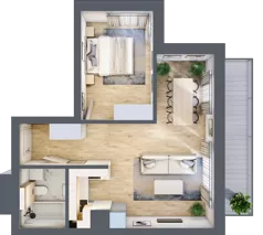 2 pokoje, mieszkanie 45,20 m², piętro 6, oferta nr A45, Kapelanka – Pychowicka - Budynek AB, Kraków, Dębniki, Zakrzówek, ul. Pychowicka 3 / 3A