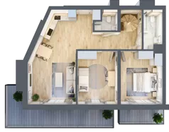 3 pokoje, mieszkanie 71,74 m², piętro 6, oferta nr A46, Kapelanka – Pychowicka - Budynek AB, Kraków, Dębniki, Zakrzówek, ul. Pychowicka 3 / 3A