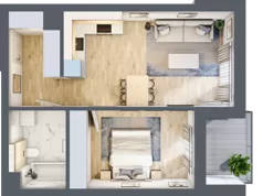 2 pokoje, mieszkanie 45,06 m², piętro 1, oferta nr B55, Kapelanka – Pychowicka - Budynek AB, Kraków, Dębniki, Zakrzówek, ul. Pychowicka 3 / 3A