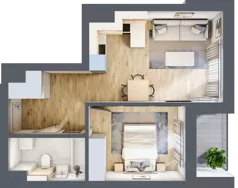 2 pokoje, mieszkanie 38,25 m², piętro 5, oferta nr B37, Kapelanka – Pychowicka - Budynek AB, Kraków, Dębniki, Zakrzówek, ul. Pychowicka 3 / 3A