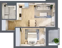 2 pokoje, mieszkanie 42,55 m², piętro 2, oferta nr B12, Kapelanka – Pychowicka - Budynek AB, Kraków, Dębniki, Zakrzówek, ul. Pychowicka 3 / 3A