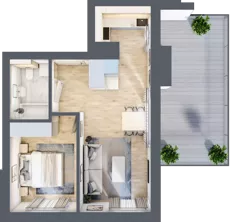 2 pokoje, mieszkanie 41,61 m², piętro 6, oferta nr B43, Kapelanka – Pychowicka - Budynek AB, Kraków, Dębniki, Zakrzówek, ul. Pychowicka 3 / 3A