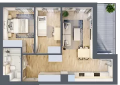 3 pokoje, mieszkanie 53,84 m², piętro 1, oferta nr B7, Kapelanka – Pychowicka - Budynek AB, Kraków, Dębniki, Zakrzówek, ul. Pychowicka 3 / 3A